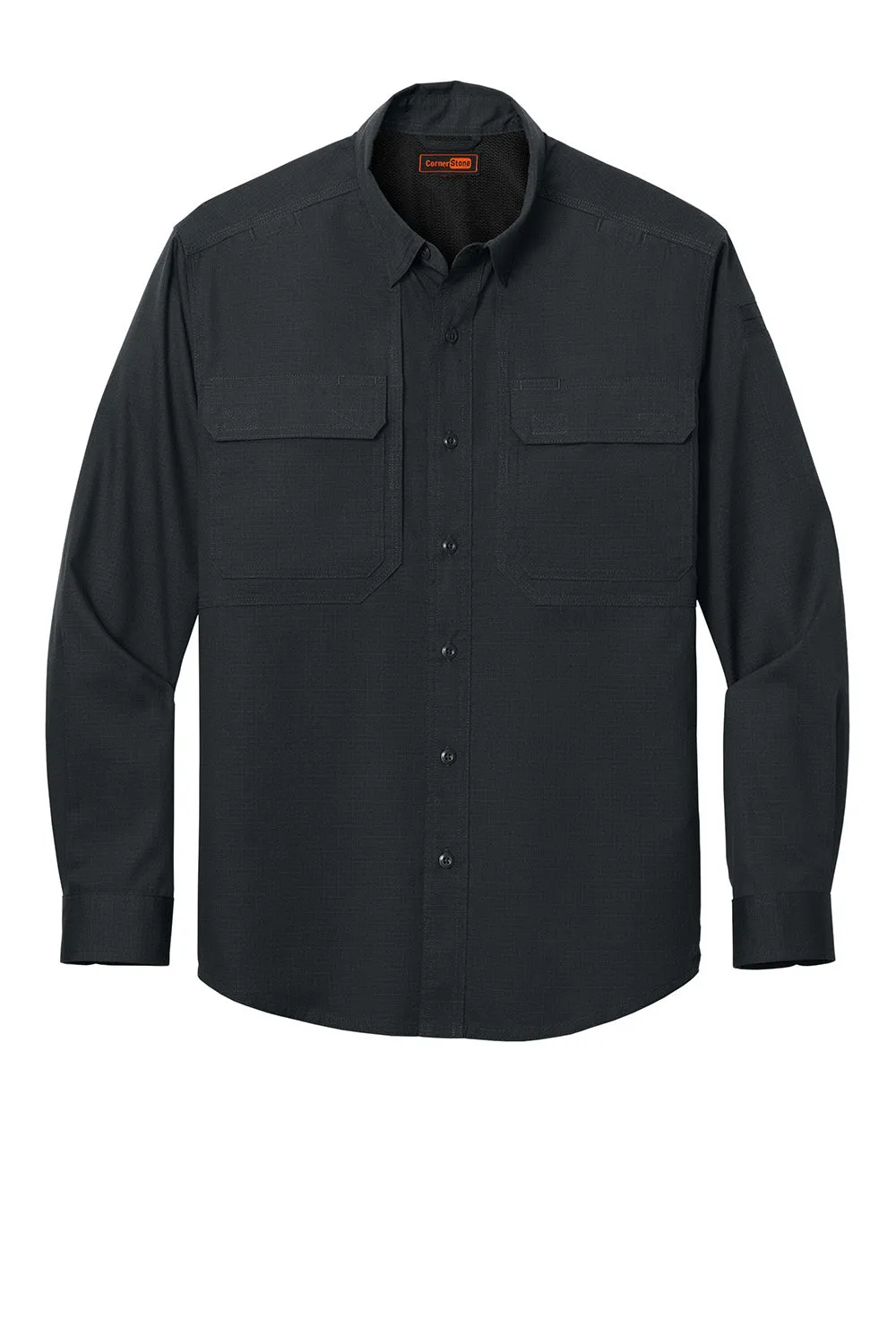 CornerStone Mens Select Tactical Stain Resistant Long Sleeve Button Down Shirt w/ Pockets - Echo Steel Grey  Cheaper Clothing Cornerstone