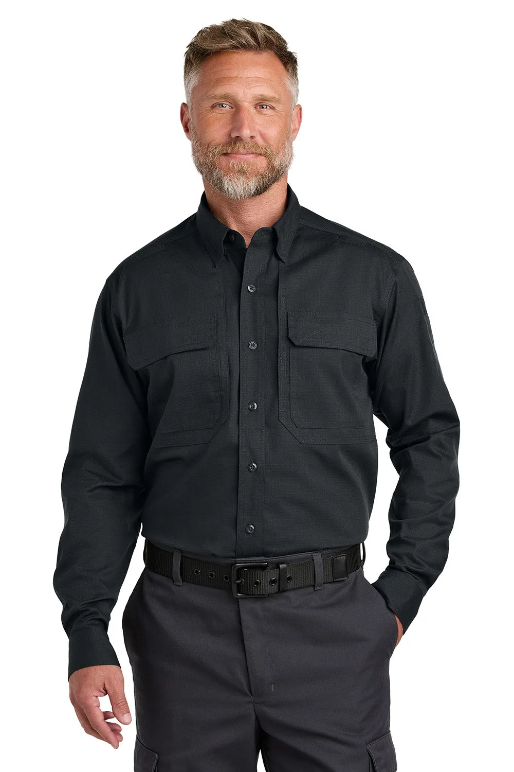 CornerStone Mens Select Tactical Stain Resistant Long Sleeve Button Down Shirt w/ Pockets - Echo Steel Grey  Cheaper Clothing Cornerstone