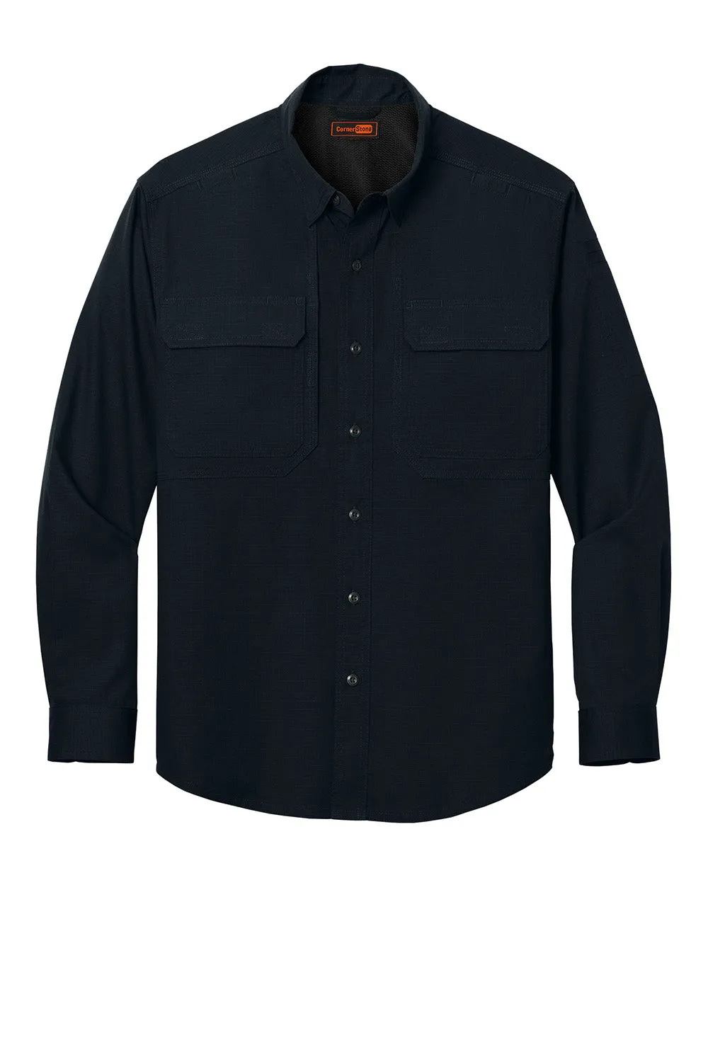 CornerStone Mens Select Tactical Stain Resistant Long Sleeve Button Down Shirt w/ Pockets - Navy Blue  Cheaper Clothing Cornerstone
