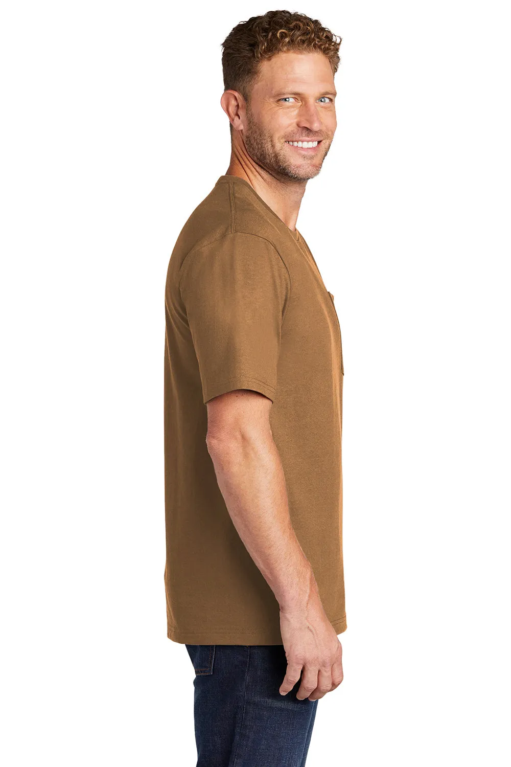 CornerStone Mens Short Sleeve Crewneck T-Shirt w/ Pocket - Duck Brown - Closeout  Cheaper Clothing Cornerstone