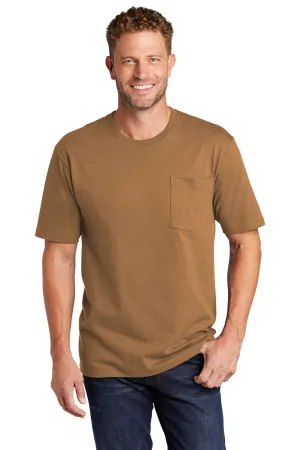 CornerStone Mens Short Sleeve Crewneck T-Shirt w/ Pocket - Duck Brown - Closeout  Cheaper Clothing Cornerstone
