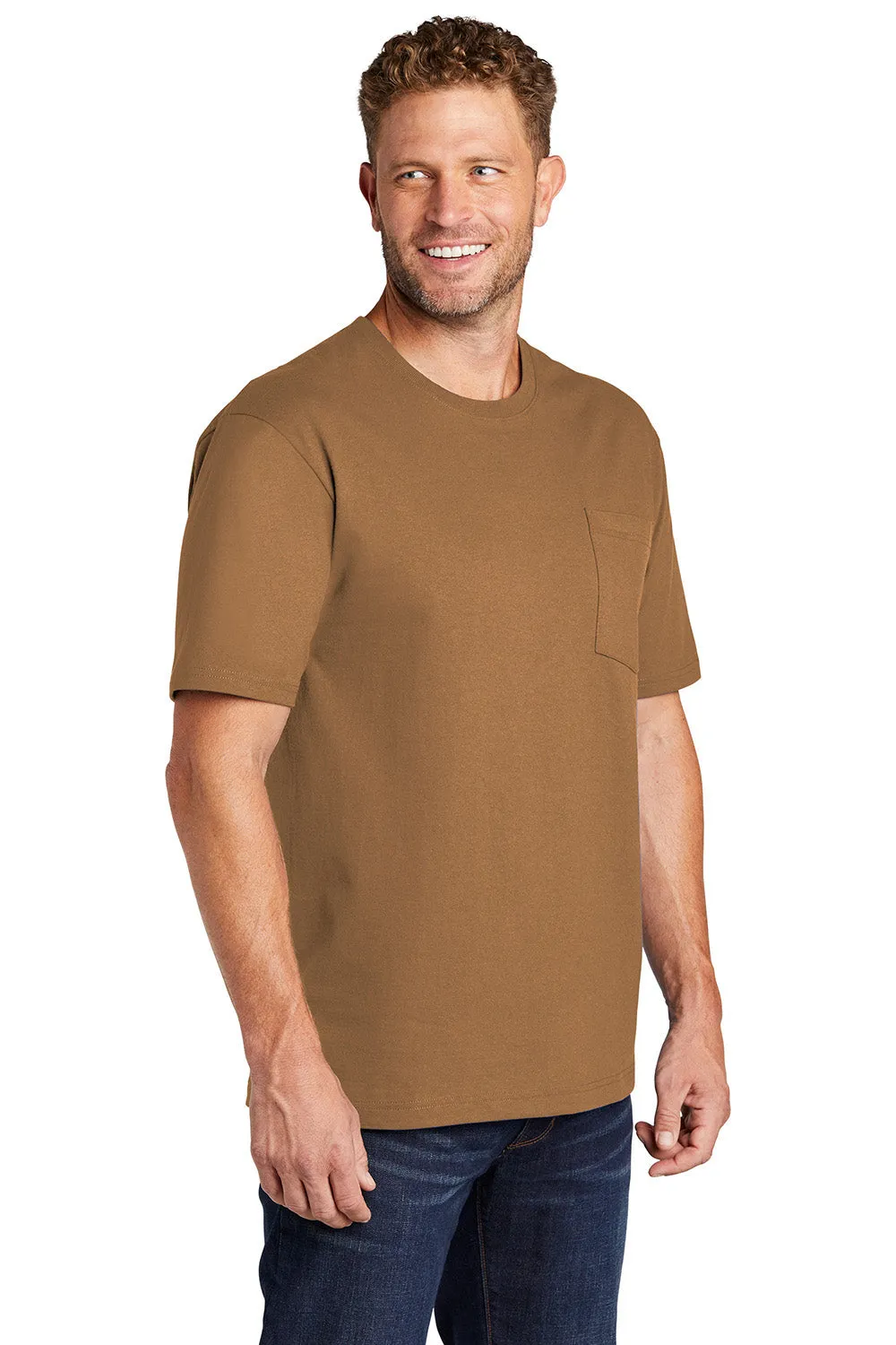 CornerStone Mens Short Sleeve Crewneck T-Shirt w/ Pocket - Duck Brown - Closeout  Cheaper Clothing Cornerstone