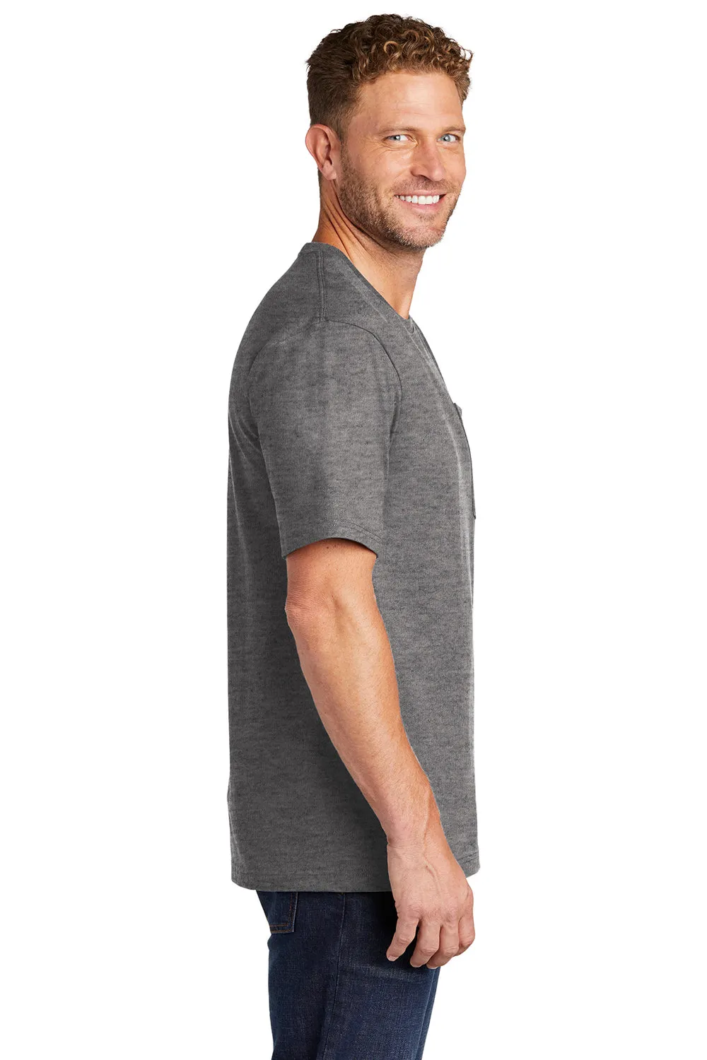 CornerStone Mens Short Sleeve Crewneck T-Shirt w/ Pocket - Heather Charcoal Grey  Cheaper Clothing Cornerstone
