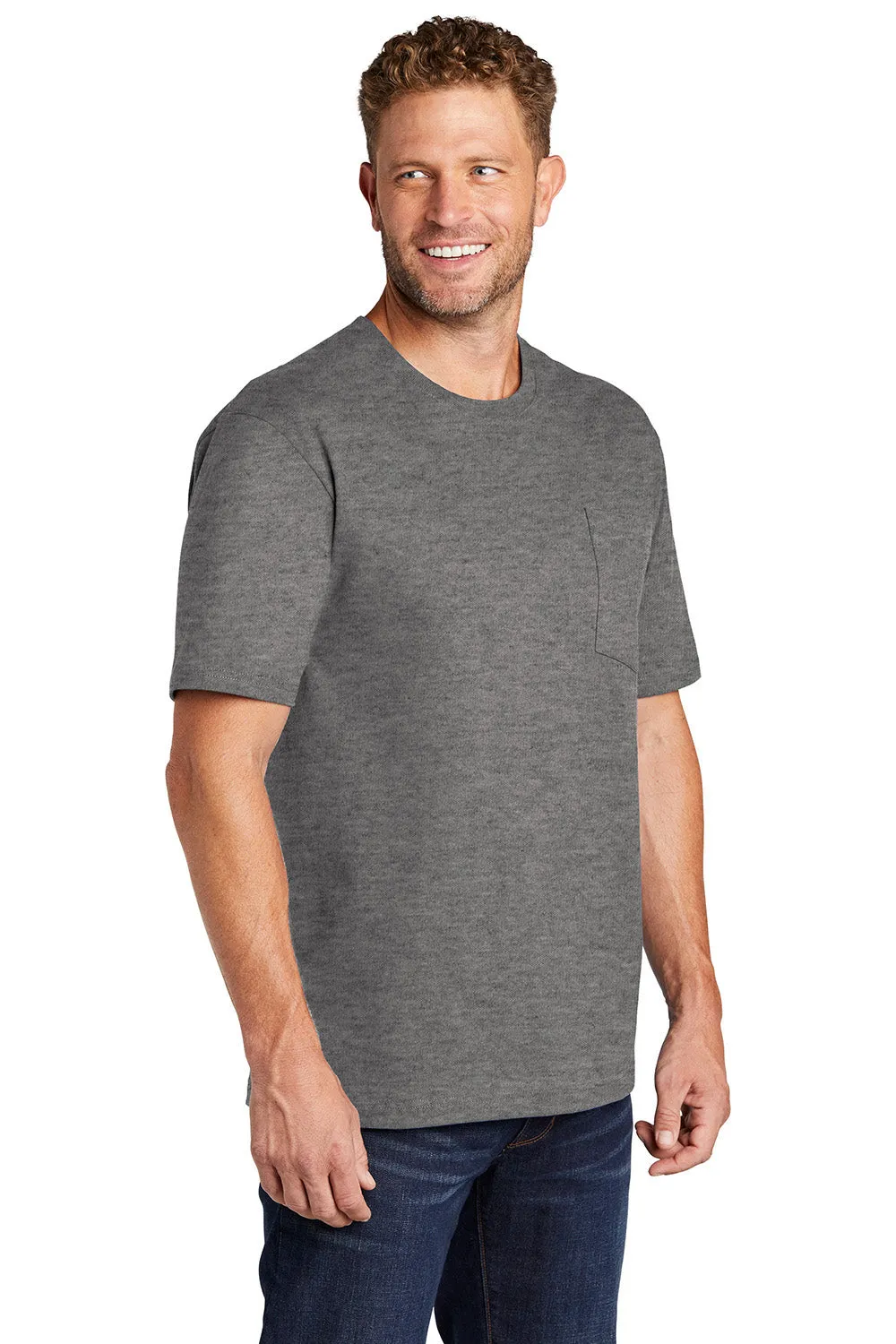 CornerStone Mens Short Sleeve Crewneck T-Shirt w/ Pocket - Heather Charcoal Grey  Cheaper Clothing Cornerstone