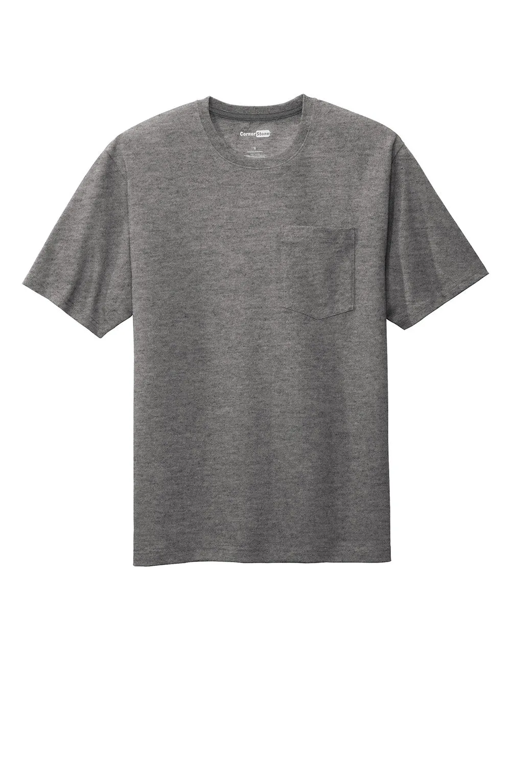CornerStone Mens Short Sleeve Crewneck T-Shirt w/ Pocket - Heather Charcoal Grey  Cheaper Clothing Cornerstone