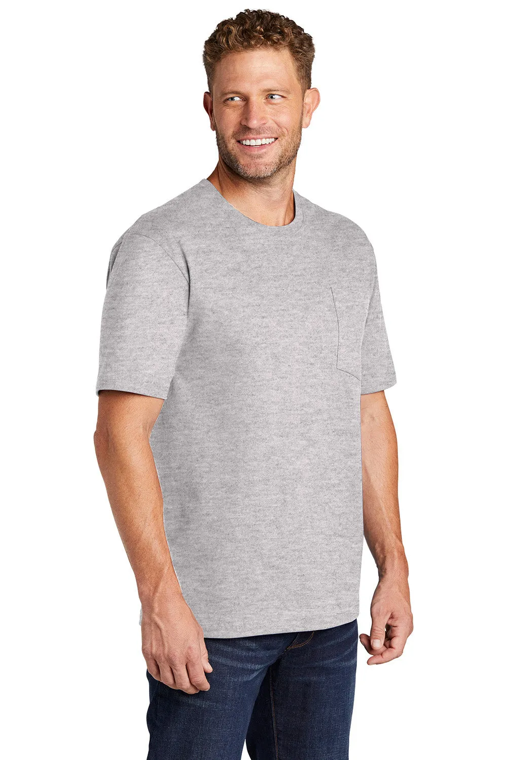CornerStone Mens Short Sleeve Crewneck T-Shirt w/ Pocket - Heather Grey  Cheaper Clothing Cornerstone