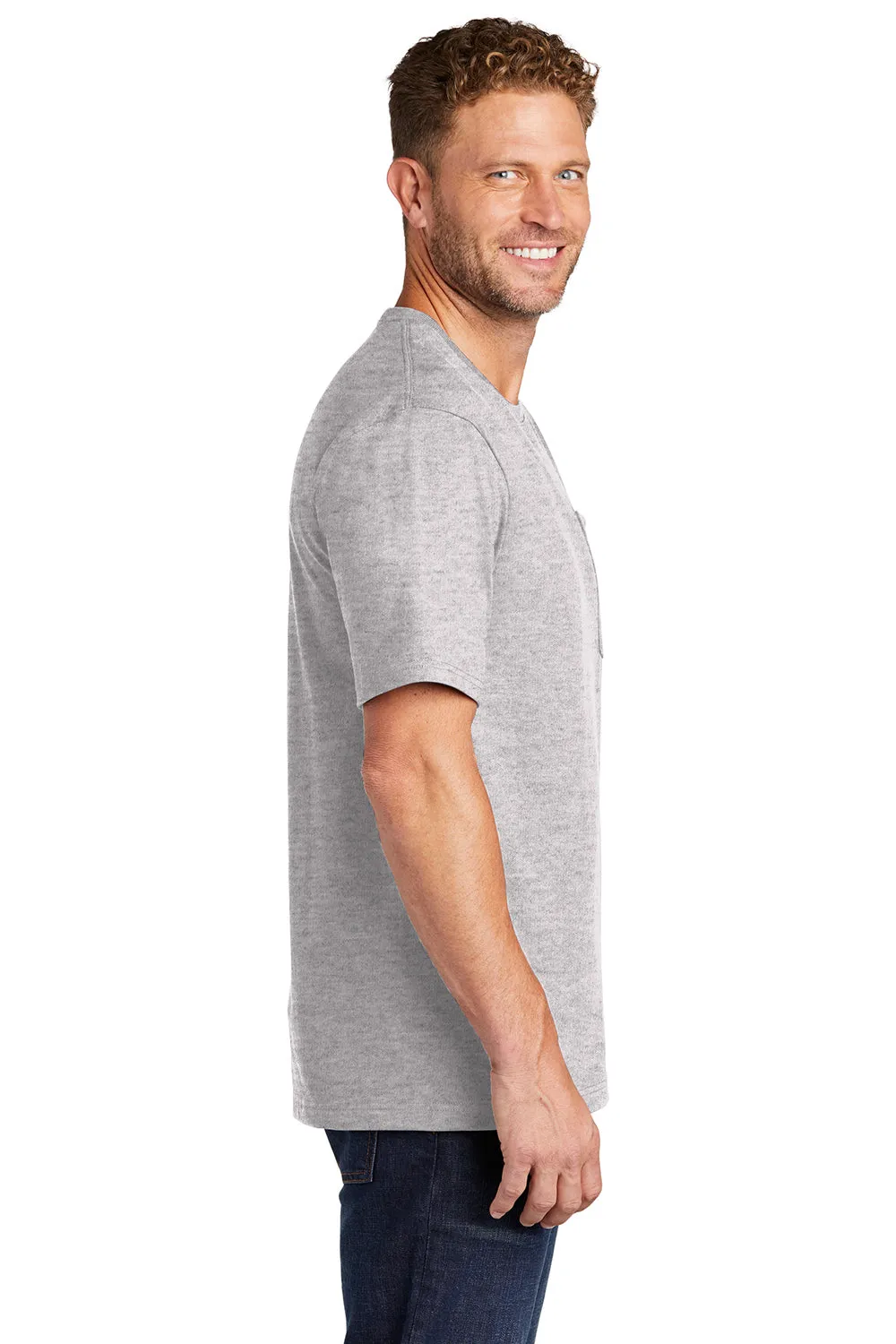 CornerStone Mens Short Sleeve Crewneck T-Shirt w/ Pocket - Heather Grey  Cheaper Clothing Cornerstone