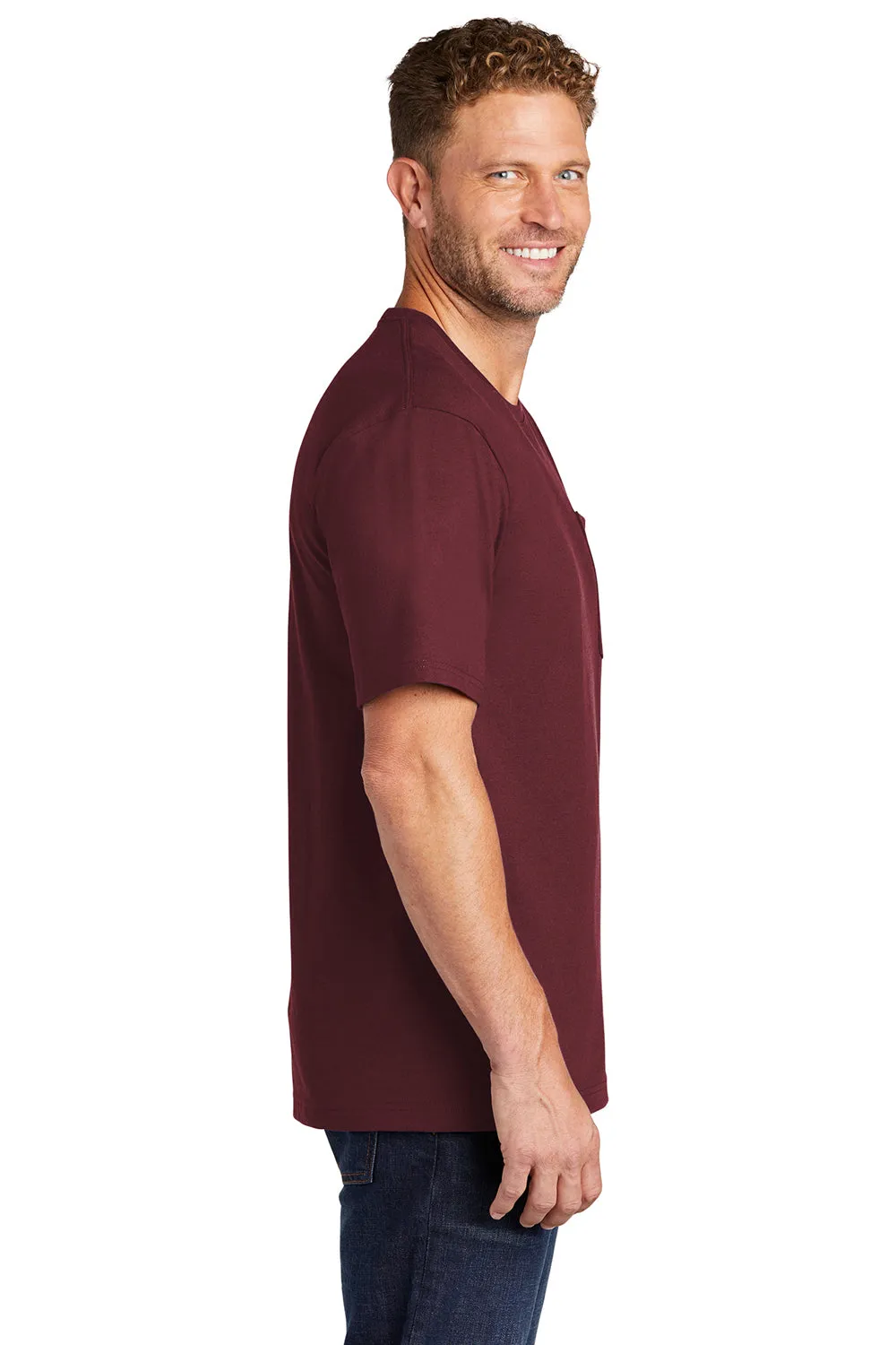 CornerStone Mens Short Sleeve Crewneck T-Shirt w/ Pocket - Maroon - Closeout  Cheaper Clothing Cornerstone