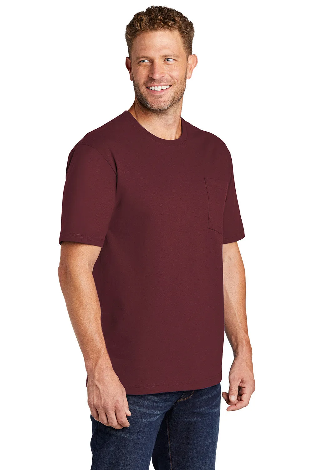 CornerStone Mens Short Sleeve Crewneck T-Shirt w/ Pocket - Maroon - Closeout  Cheaper Clothing Cornerstone
