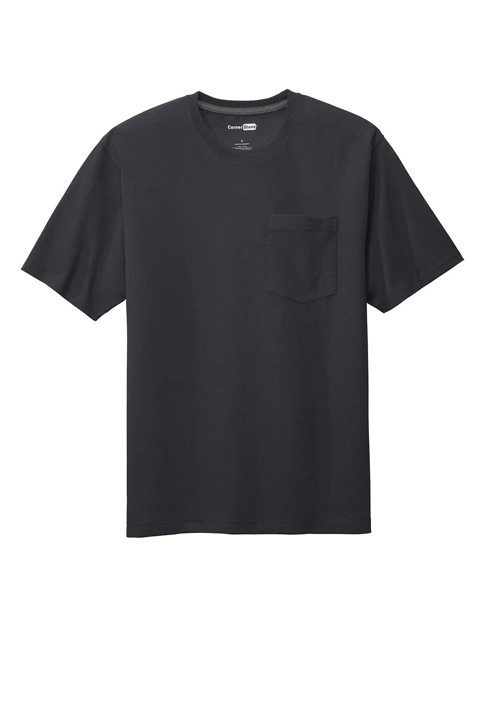 CornerStone Mens Short Sleeve Crewneck T-Shirt w/ Pocket - Navy Blue  Cheaper Clothing Cornerstone