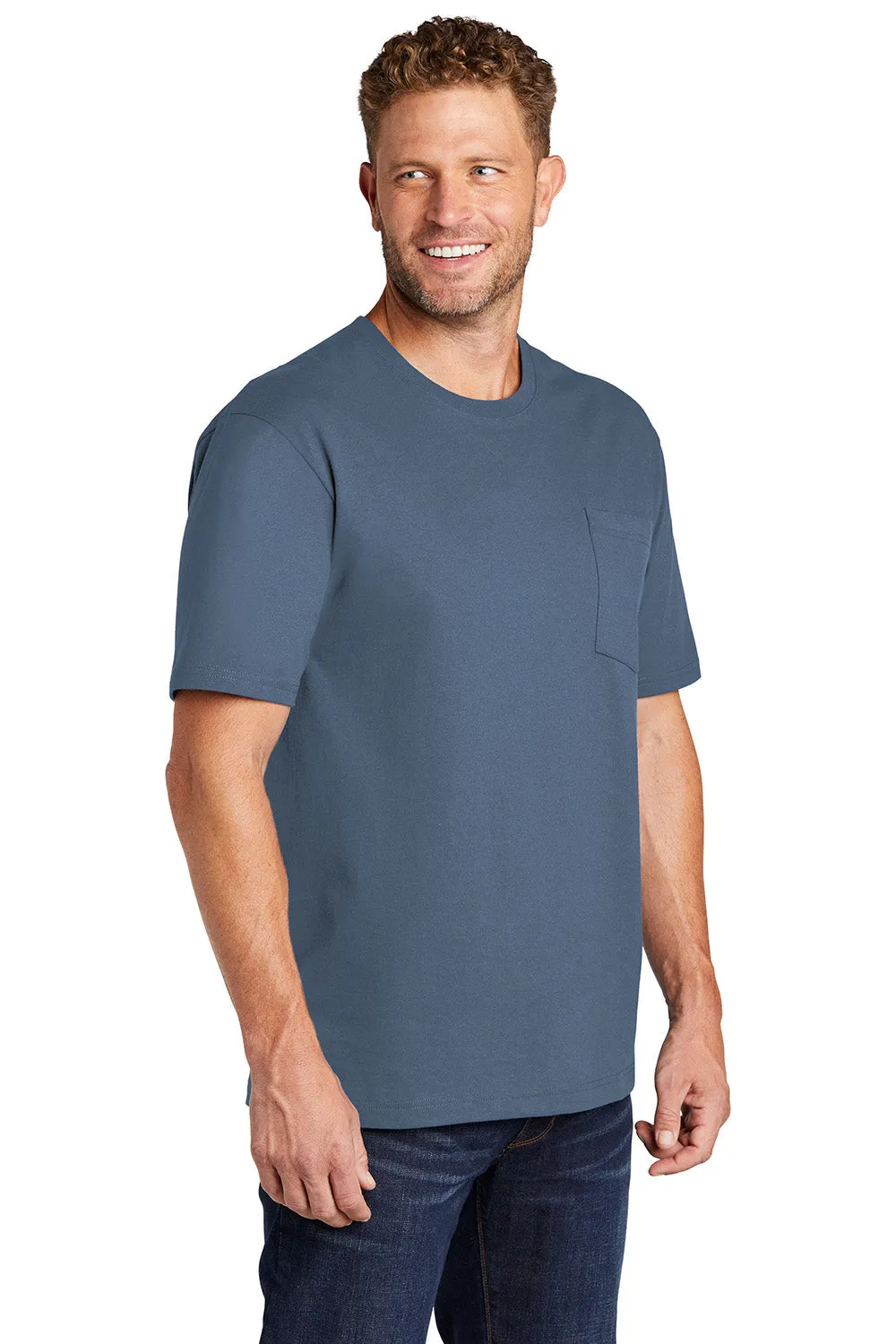 CornerStone Mens Short Sleeve Crewneck T-Shirt w/ Pocket - Regatta Blue  Cheaper Clothing Cornerstone