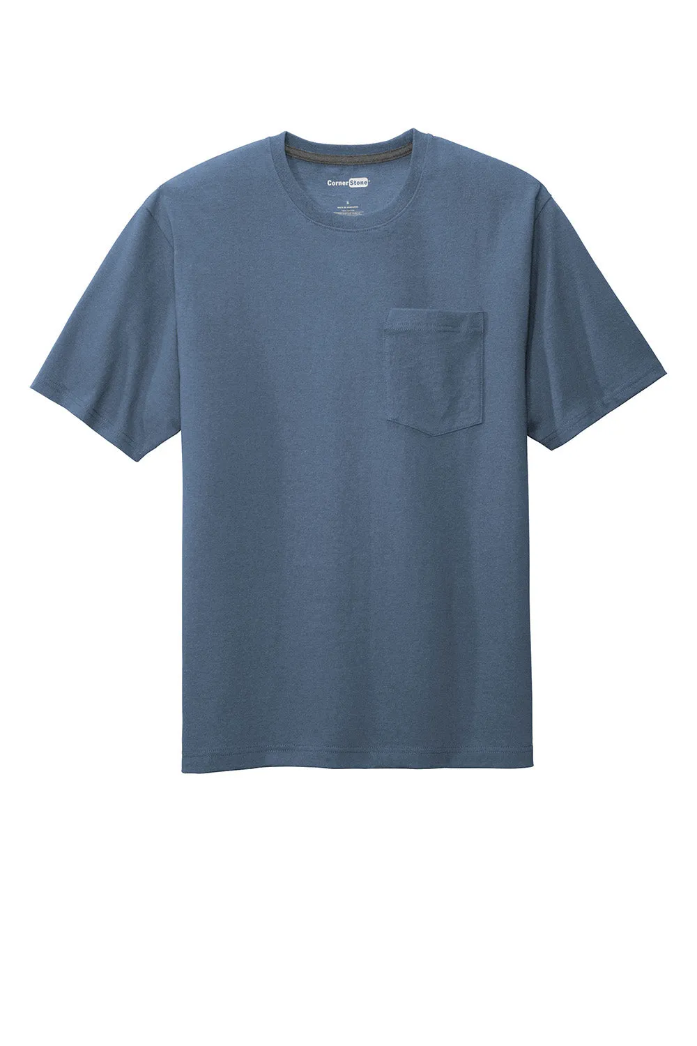 CornerStone Mens Short Sleeve Crewneck T-Shirt w/ Pocket - Regatta Blue  Cheaper Clothing Cornerstone