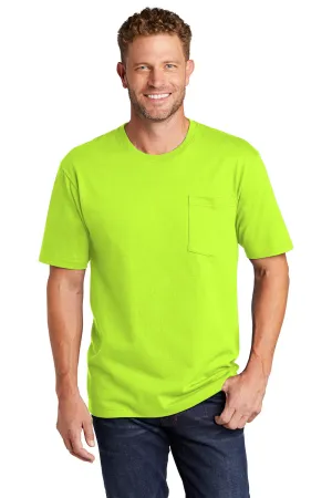 CornerStone Mens Short Sleeve Crewneck T-Shirt w/ Pocket - Safety Green  Cheaper Clothing Cornerstone