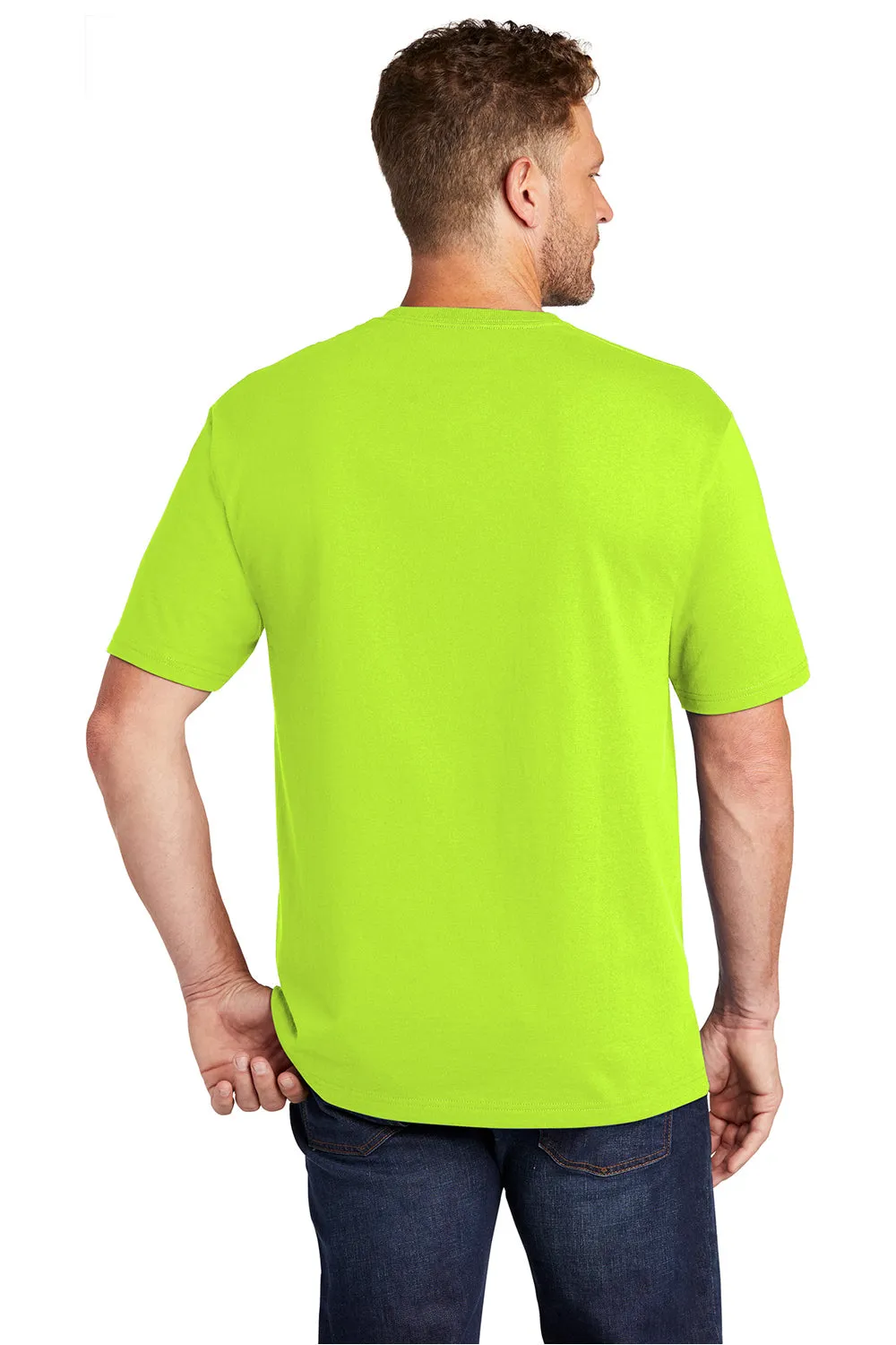 CornerStone Mens Short Sleeve Crewneck T-Shirt w/ Pocket - Safety Green  Cheaper Clothing Cornerstone