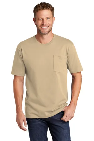 CornerStone Mens Short Sleeve Crewneck T-Shirt w/ Pocket - Tan  Cheaper Clothing Cornerstone