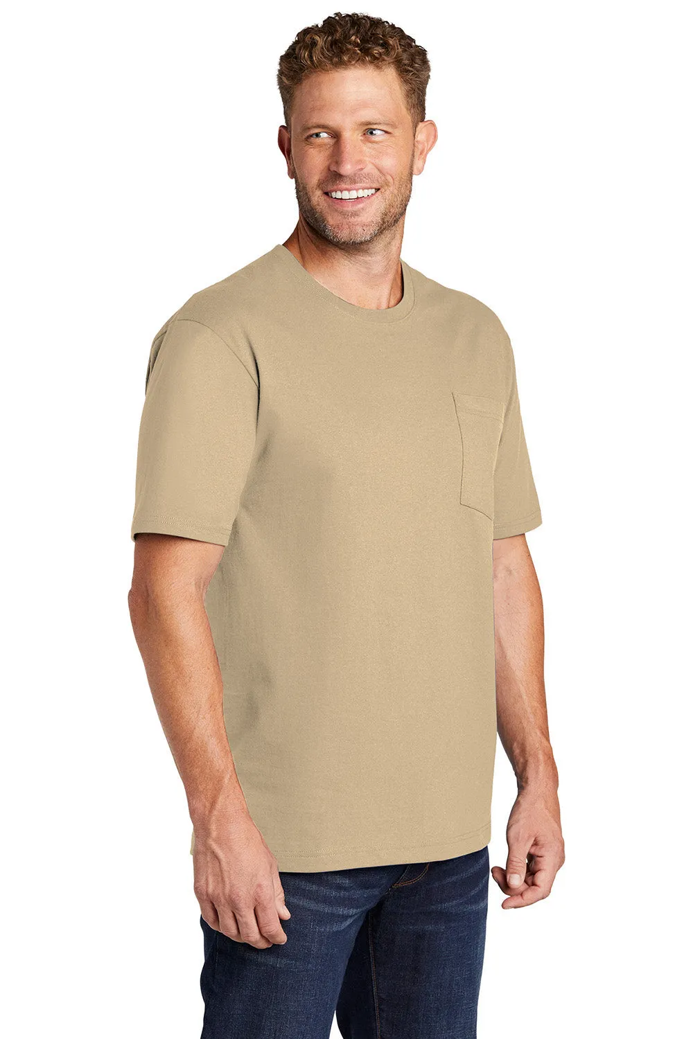 CornerStone Mens Short Sleeve Crewneck T-Shirt w/ Pocket - Tan  Cheaper Clothing Cornerstone