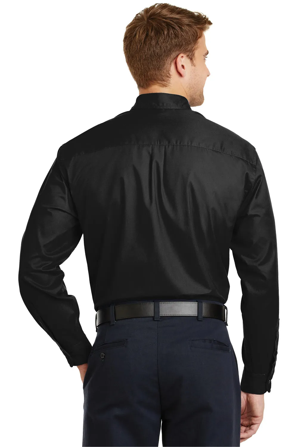 CornerStone Mens SuperPro Stain Resistant Long Sleeve Button Down Shirt w/ Pocket - Black - Closeout  Cheaper Clothing Cornerstone