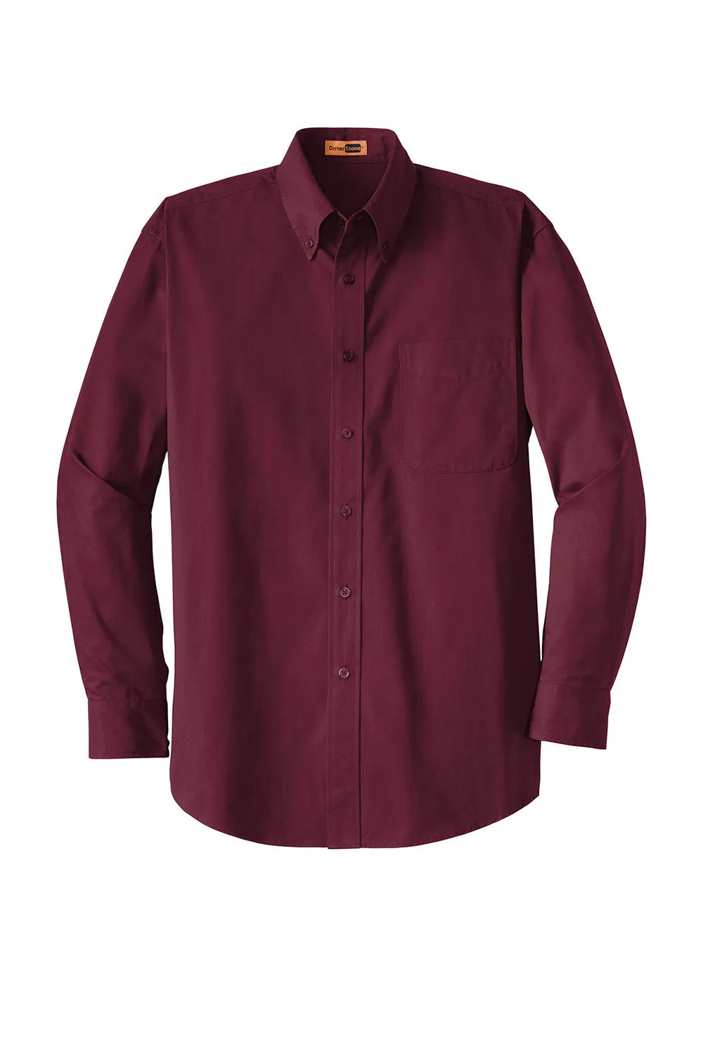 CornerStone Mens SuperPro Stain Resistant Long Sleeve Button Down Shirt w/ Pocket - Burgundy - Closeout  Cheaper Clothing Cornerstone