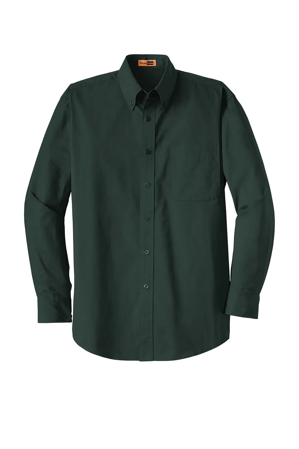CornerStone Mens SuperPro Stain Resistant Long Sleeve Button Down Shirt w/ Pocket - Dark Green - Closeout  Cheaper Clothing Cornerstone