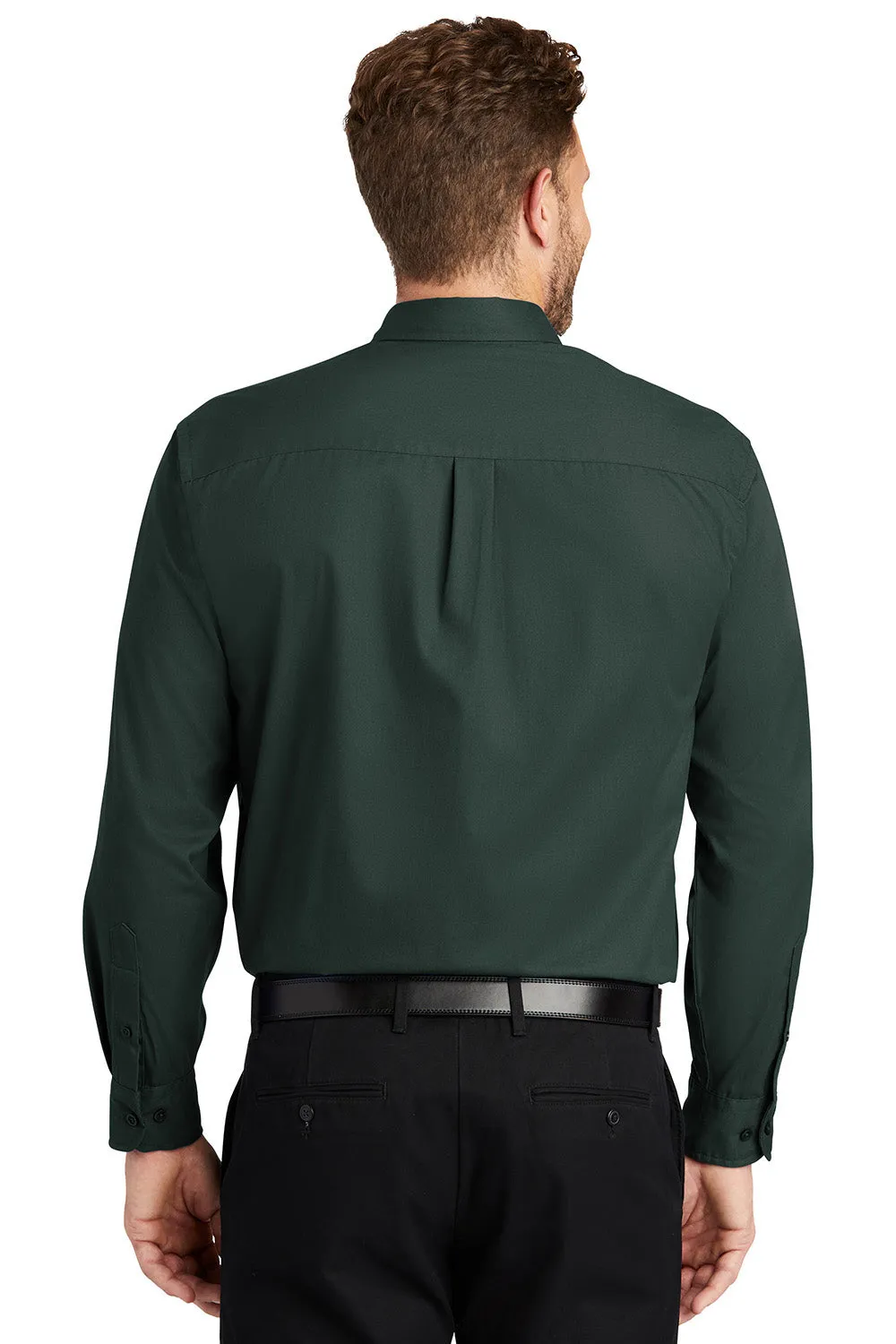 CornerStone Mens SuperPro Stain Resistant Long Sleeve Button Down Shirt w/ Pocket - Dark Green - Closeout  Cheaper Clothing Cornerstone