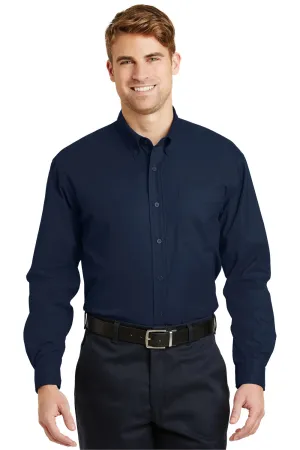 CornerStone Mens SuperPro Stain Resistant Long Sleeve Button Down Shirt w/ Pocket - Navy Blue - Closeout  Cheaper Clothing Cornerstone
