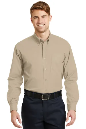 CornerStone Mens SuperPro Stain Resistant Long Sleeve Button Down Shirt w/ Pocket - Stone Brown - Closeout  Cheaper Clothing Cornerstone