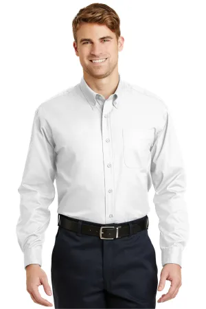 CornerStone Mens SuperPro Stain Resistant Long Sleeve Button Down Shirt w/ Pocket - White - Closeout  Cheaper Clothing Cornerstone