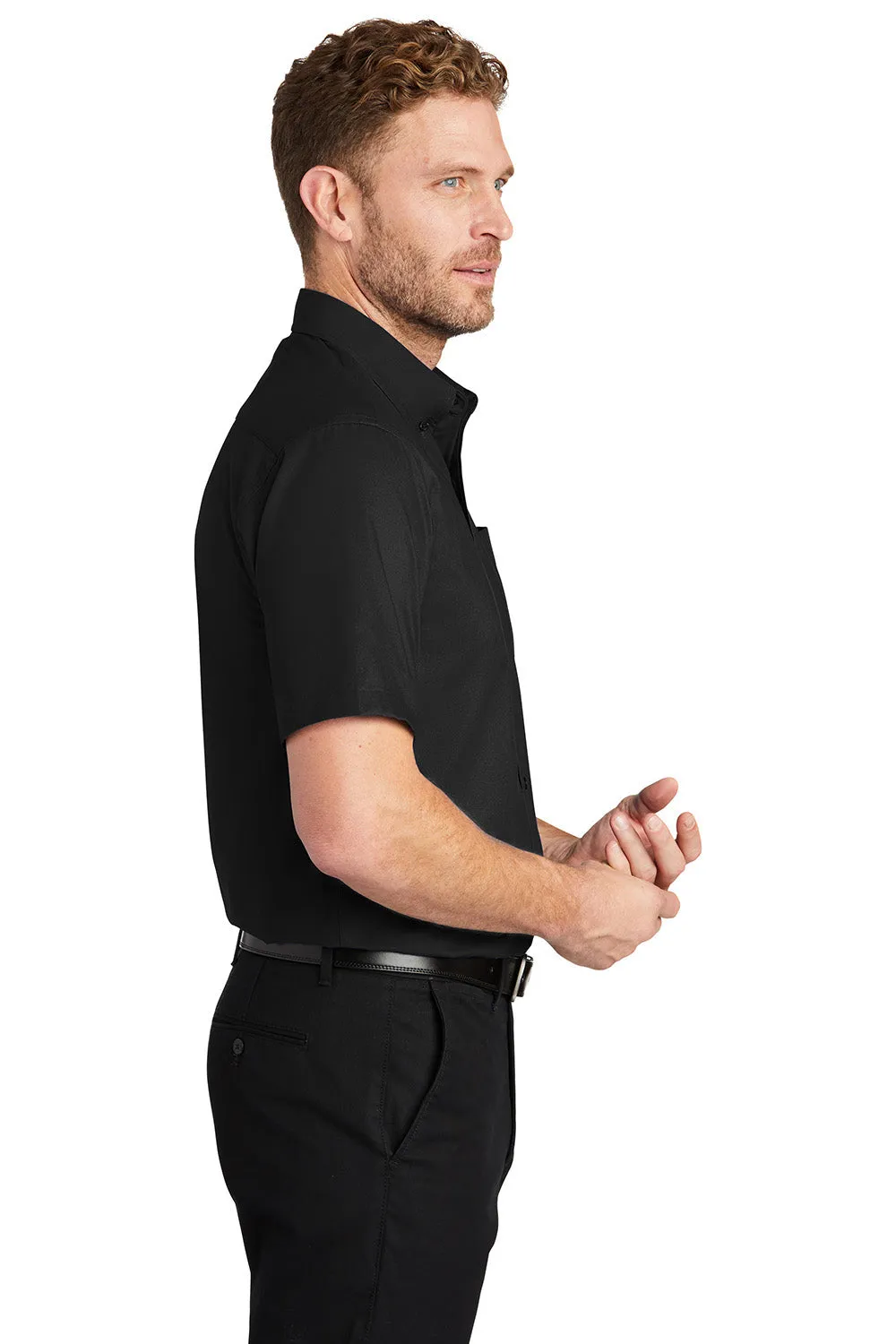 CornerStone Mens SuperPro Stain Resistant Short Sleeve Button Down Shirt w/ Pocket - Black - Closeout  Cheaper Clothing Cornerstone