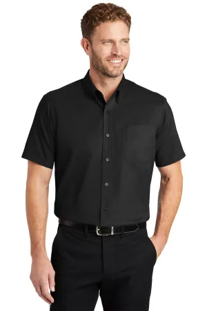 CornerStone Mens SuperPro Stain Resistant Short Sleeve Button Down Shirt w/ Pocket - Black - Closeout  Cheaper Clothing Cornerstone
