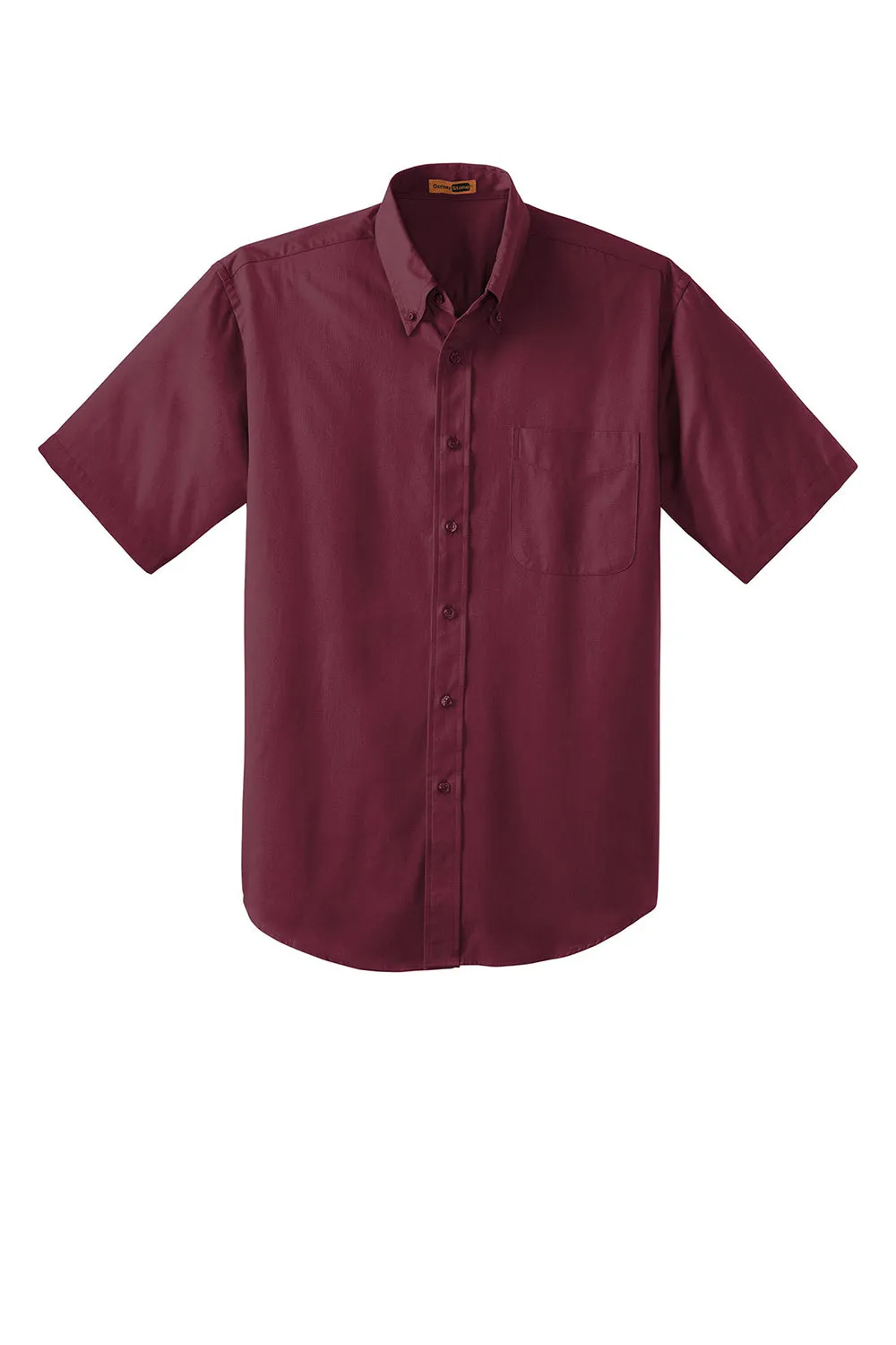 CornerStone Mens SuperPro Stain Resistant Short Sleeve Button Down Shirt w/ Pocket - Burgundy - Closeout  Cheaper Clothing Cornerstone