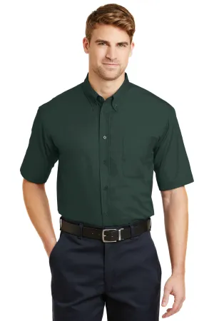 CornerStone Mens SuperPro Stain Resistant Short Sleeve Button Down Shirt w/ Pocket - Dark Green - Closeout  Cheaper Clothing Cornerstone