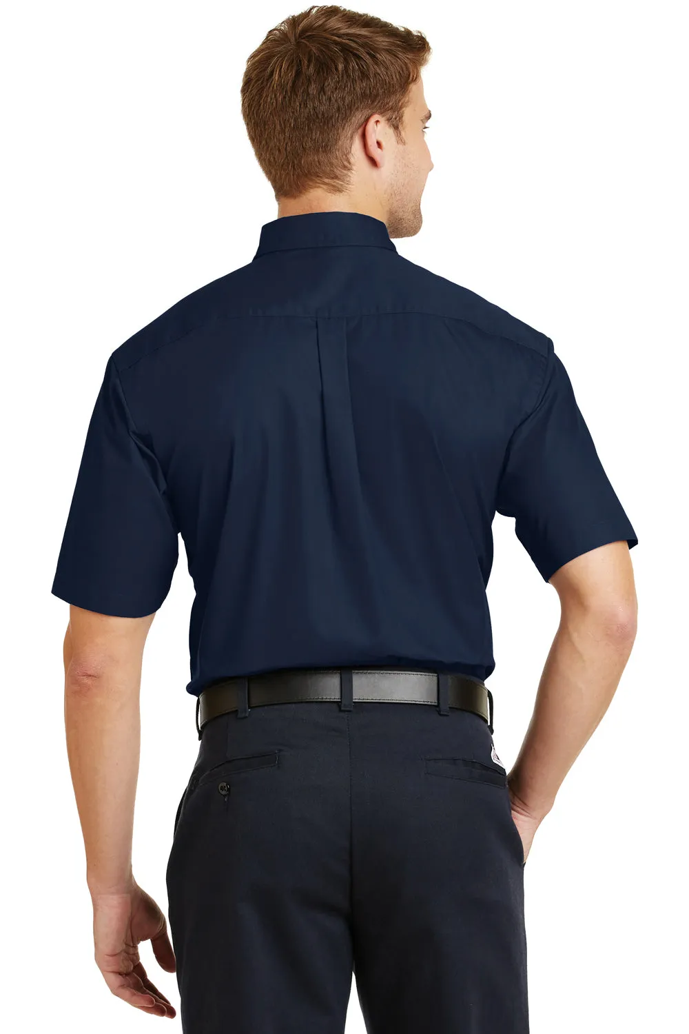 CornerStone Mens SuperPro Stain Resistant Short Sleeve Button Down Shirt w/ Pocket - Navy Blue - Closeout  Cheaper Clothing Cornerstone