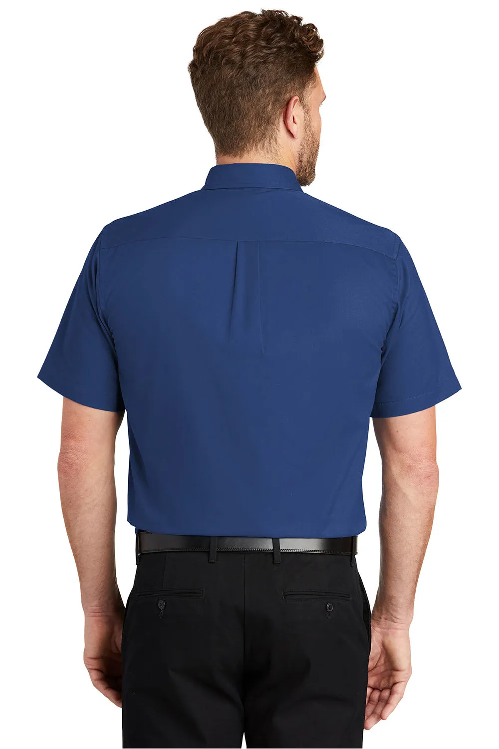 CornerStone Mens SuperPro Stain Resistant Short Sleeve Button Down Shirt w/ Pocket - Royal Blue - Closeout  Cheaper Clothing Cornerstone