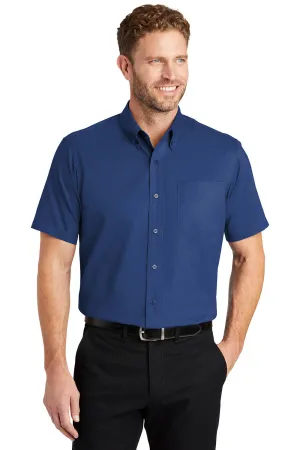 CornerStone Mens SuperPro Stain Resistant Short Sleeve Button Down Shirt w/ Pocket - Royal Blue - Closeout  Cheaper Clothing Cornerstone