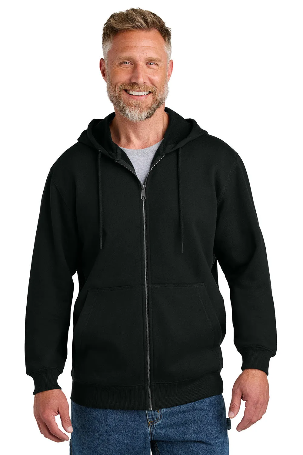 CornerStone Mens Tough Fleece Full Zip Hooded Sweatshirt Hoodie w/ Pockets - Black  Cheaper Clothing Cornerstone