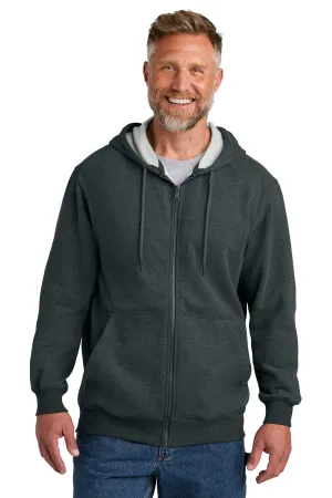 CornerStone Mens Tough Fleece Full Zip Hooded Sweatshirt Hoodie w/ Pockets - Heather Charcoal Grey  Cheaper Clothing Cornerstone
