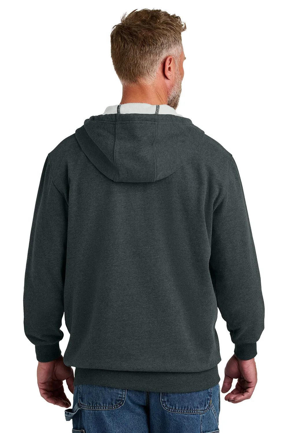 CornerStone Mens Tough Fleece Full Zip Hooded Sweatshirt Hoodie w/ Pockets - Heather Charcoal Grey  Cheaper Clothing Cornerstone