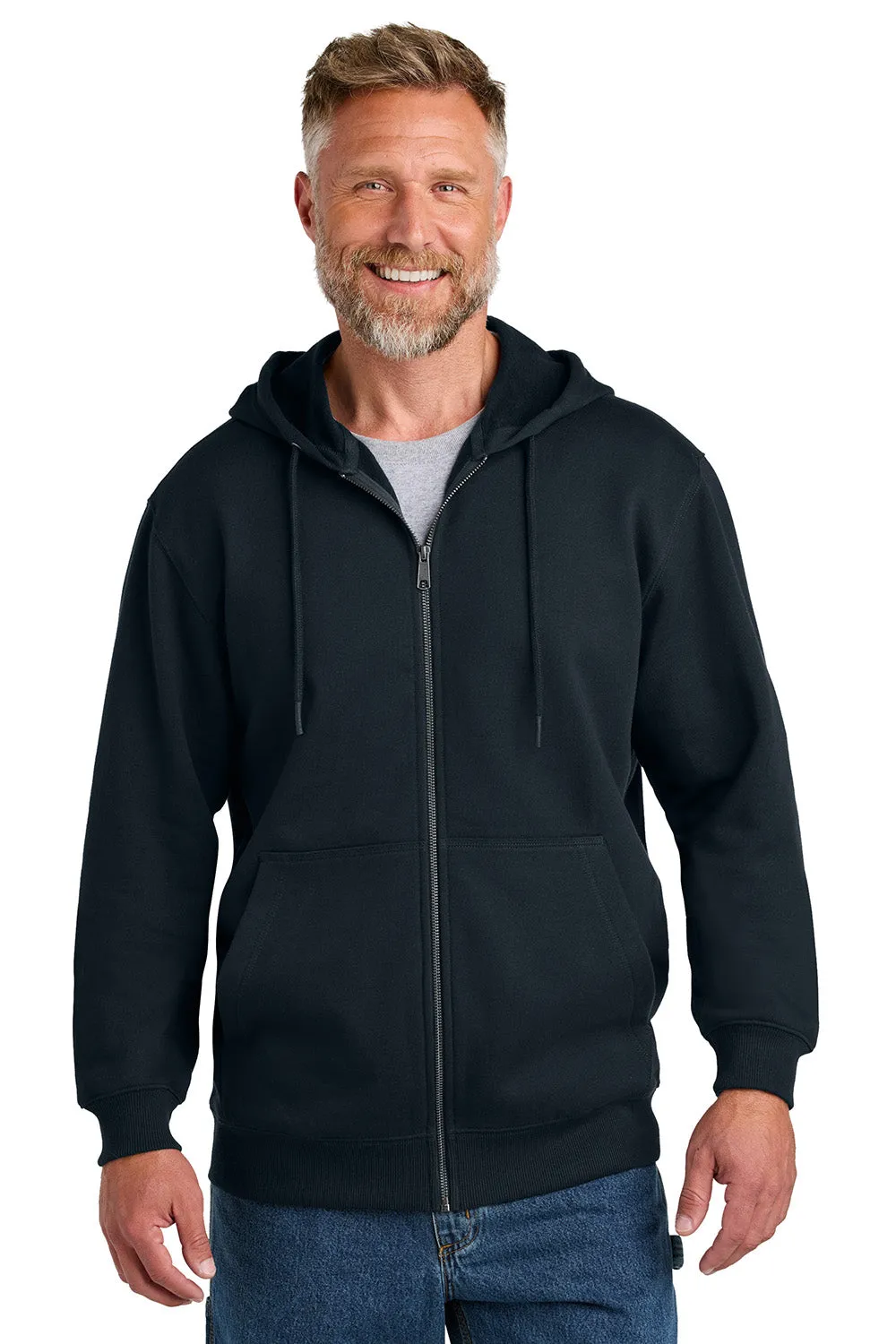 CornerStone Mens Tough Fleece Full Zip Hooded Sweatshirt Hoodie w/ Pockets - Navy Blue  Cheaper Clothing Cornerstone