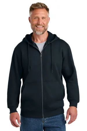 CornerStone Mens Tough Fleece Full Zip Hooded Sweatshirt Hoodie w/ Pockets - Navy Blue  Cheaper Clothing Cornerstone
