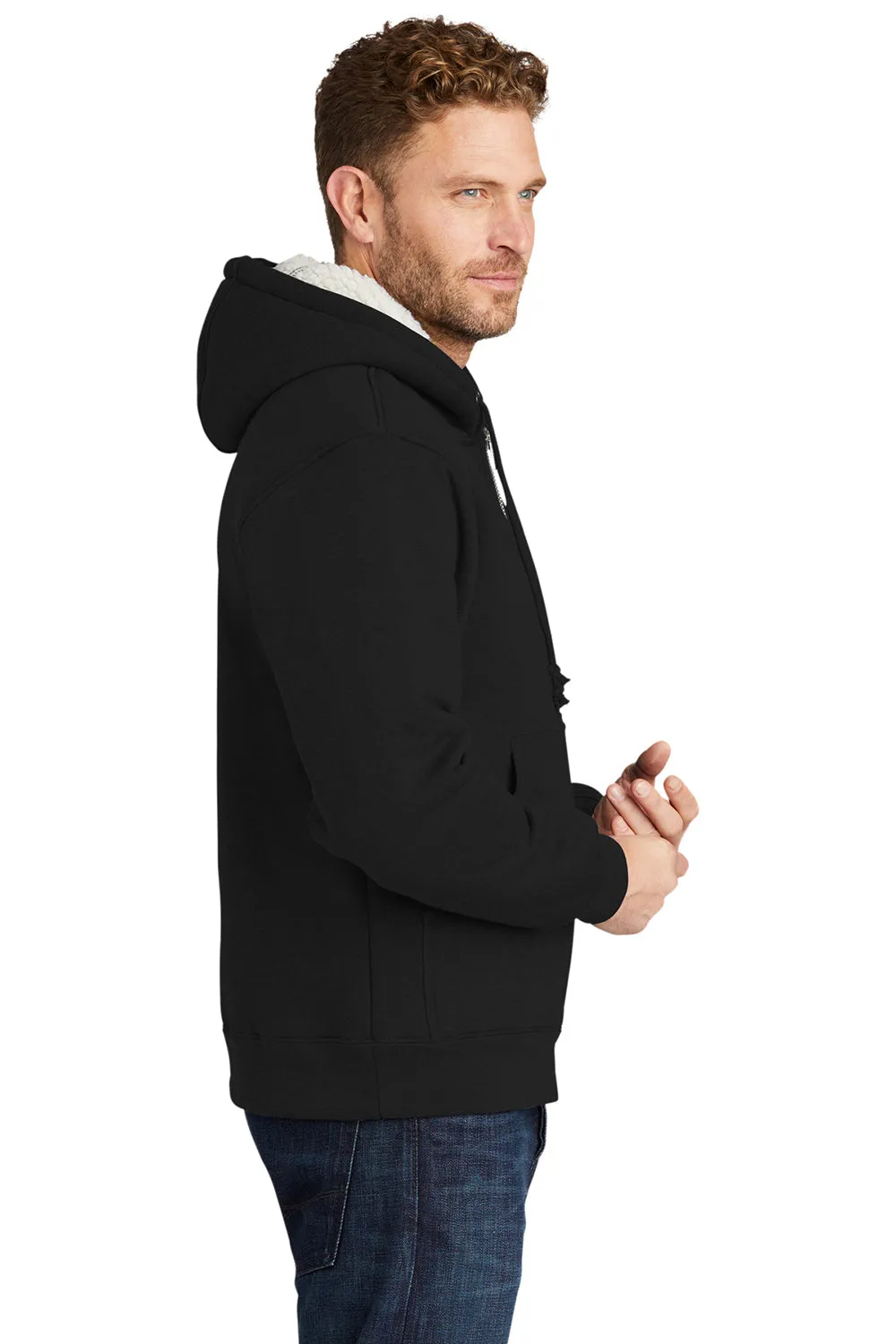 CornerStone Mens Water Resistant Fleece Full Zip Hooded Sweatshirt Hoodie w/ Pockets - Black  Cheaper Clothing Cornerstone