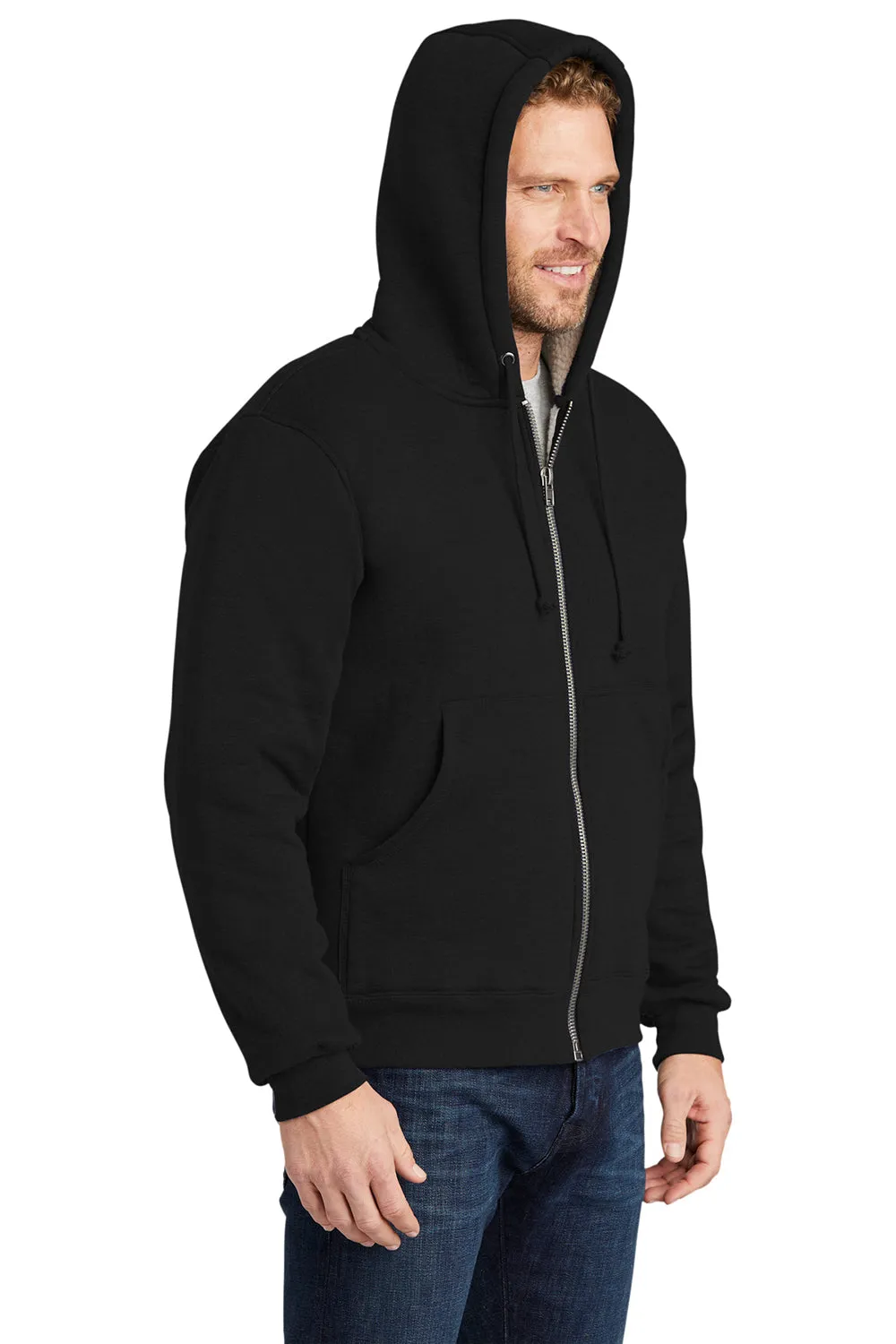 CornerStone Mens Water Resistant Fleece Full Zip Hooded Sweatshirt Hoodie w/ Pockets - Black  Cheaper Clothing Cornerstone