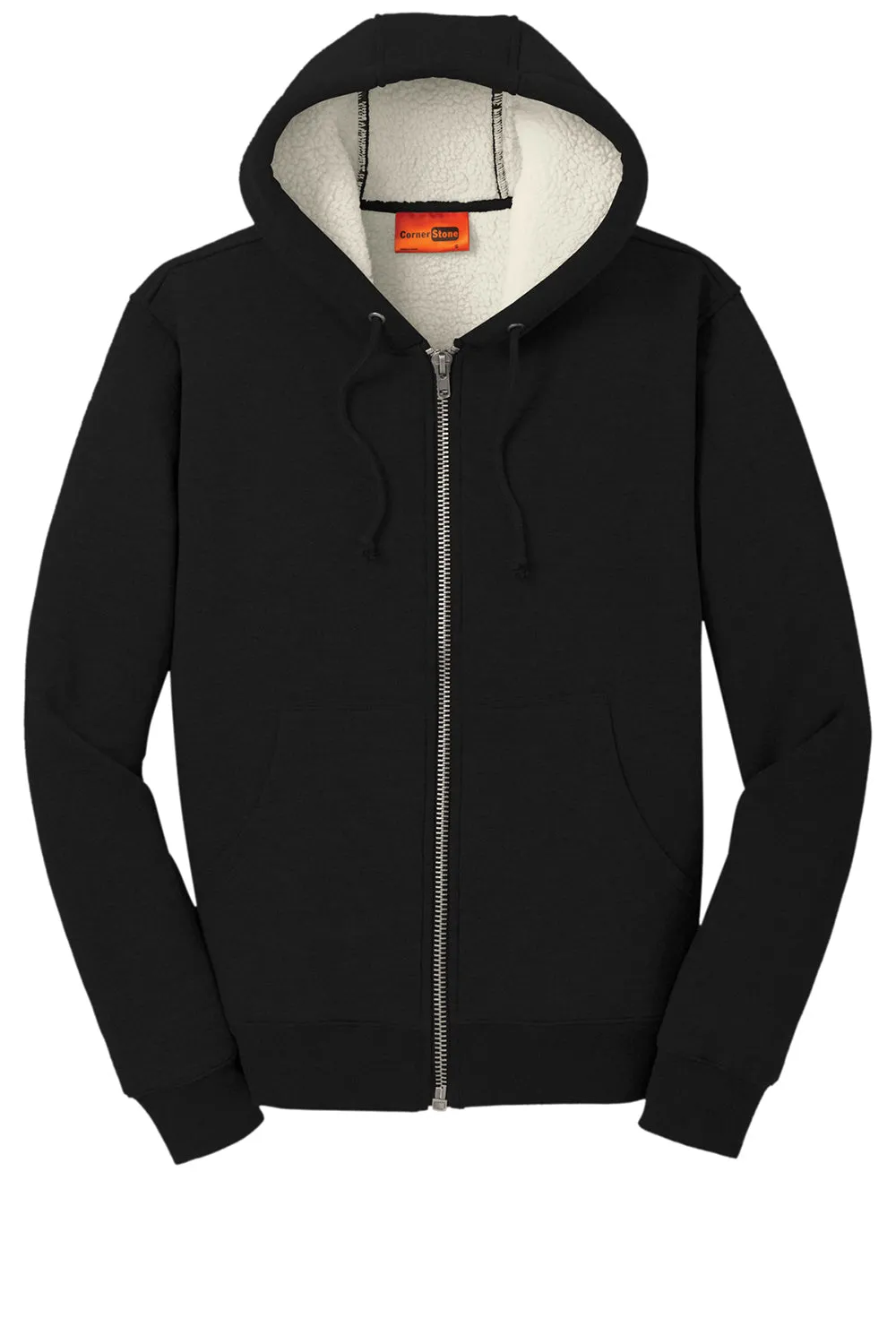 CornerStone Mens Water Resistant Fleece Full Zip Hooded Sweatshirt Hoodie w/ Pockets - Black  Cheaper Clothing Cornerstone
