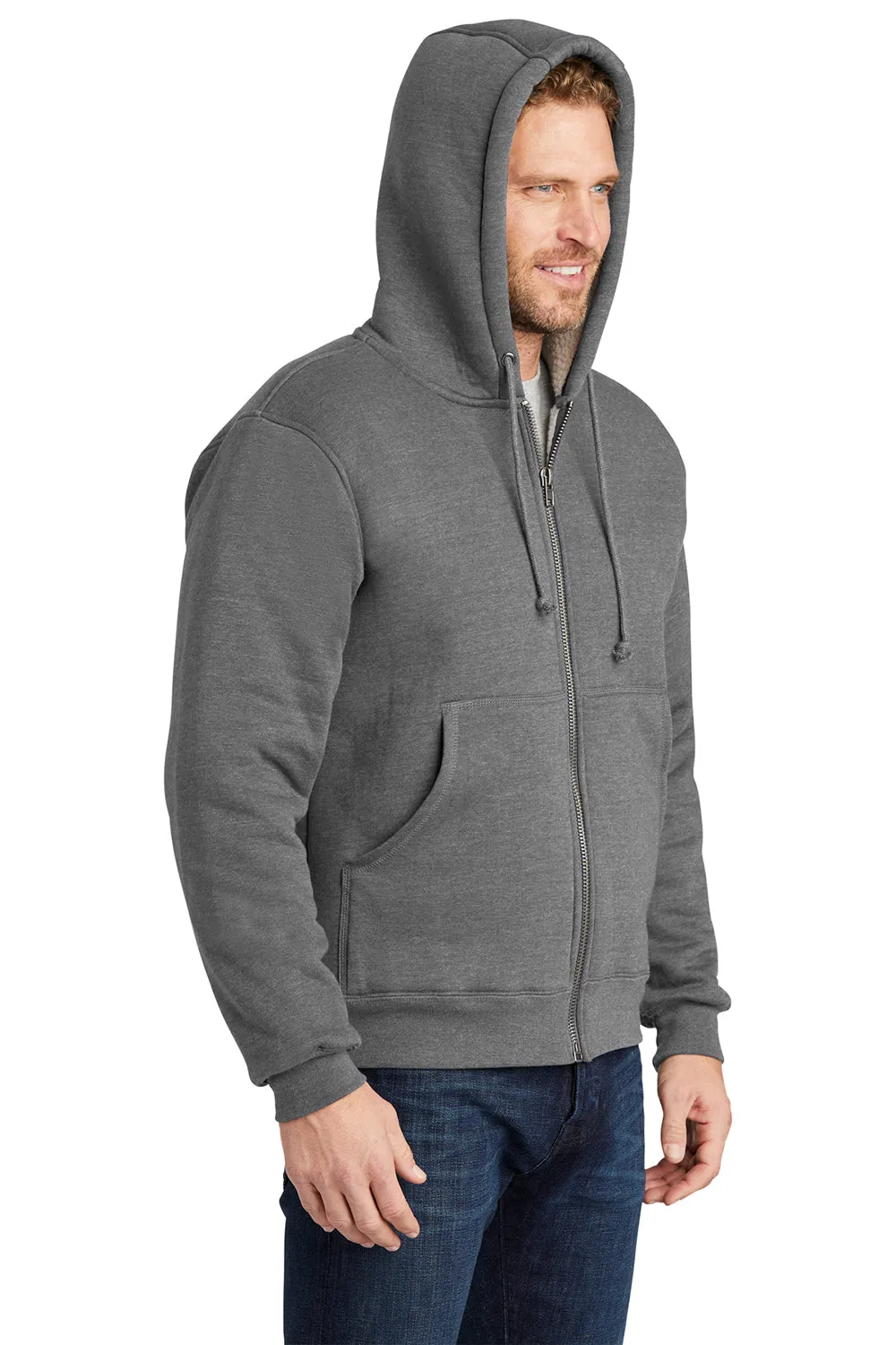 CornerStone Mens Water Resistant Fleece Full Zip Hooded Sweatshirt Hoodie w/ Pockets - Grey  Cheaper Clothing Cornerstone
