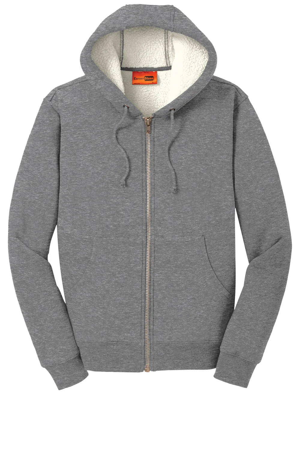 CornerStone Mens Water Resistant Fleece Full Zip Hooded Sweatshirt Hoodie w/ Pockets - Grey  Cheaper Clothing Cornerstone