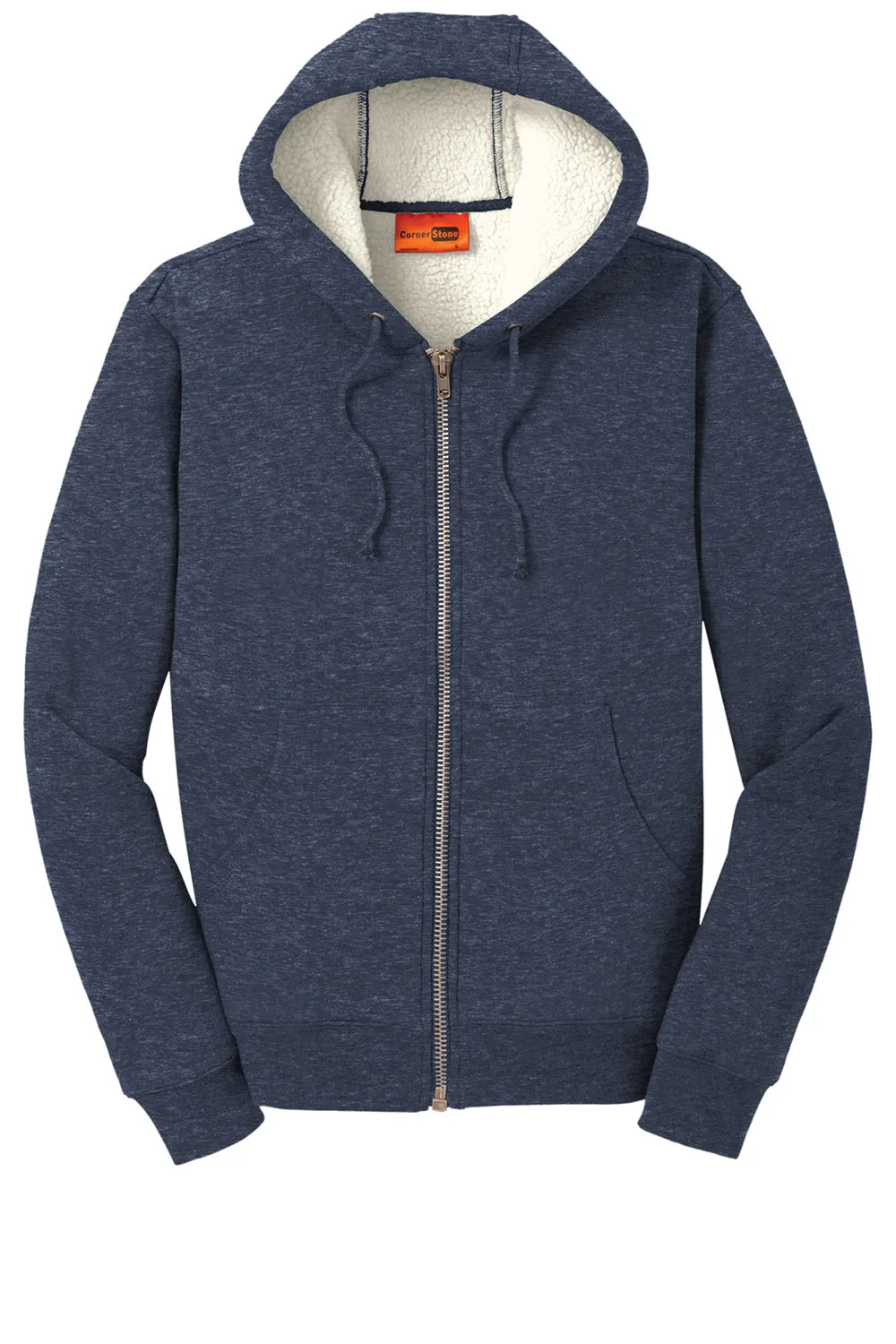 CornerStone Mens Water Resistant Fleece Full Zip Hooded Sweatshirt Hoodie w/ Pockets - Navy Blue  Cheaper Clothing Cornerstone