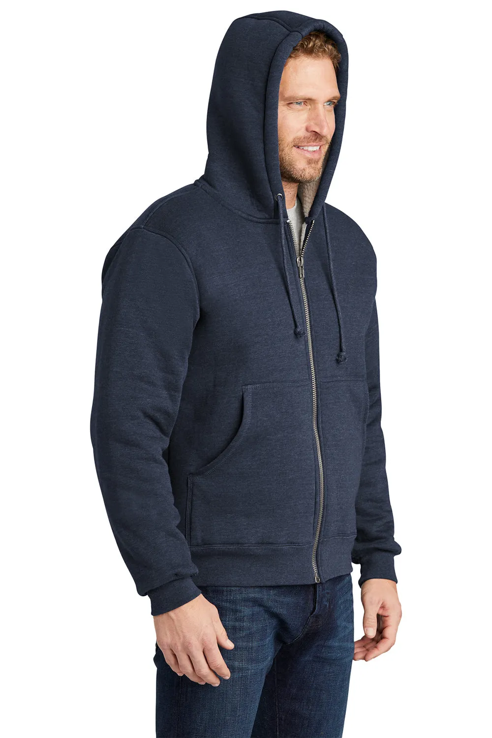 CornerStone Mens Water Resistant Fleece Full Zip Hooded Sweatshirt Hoodie w/ Pockets - Navy Blue  Cheaper Clothing Cornerstone