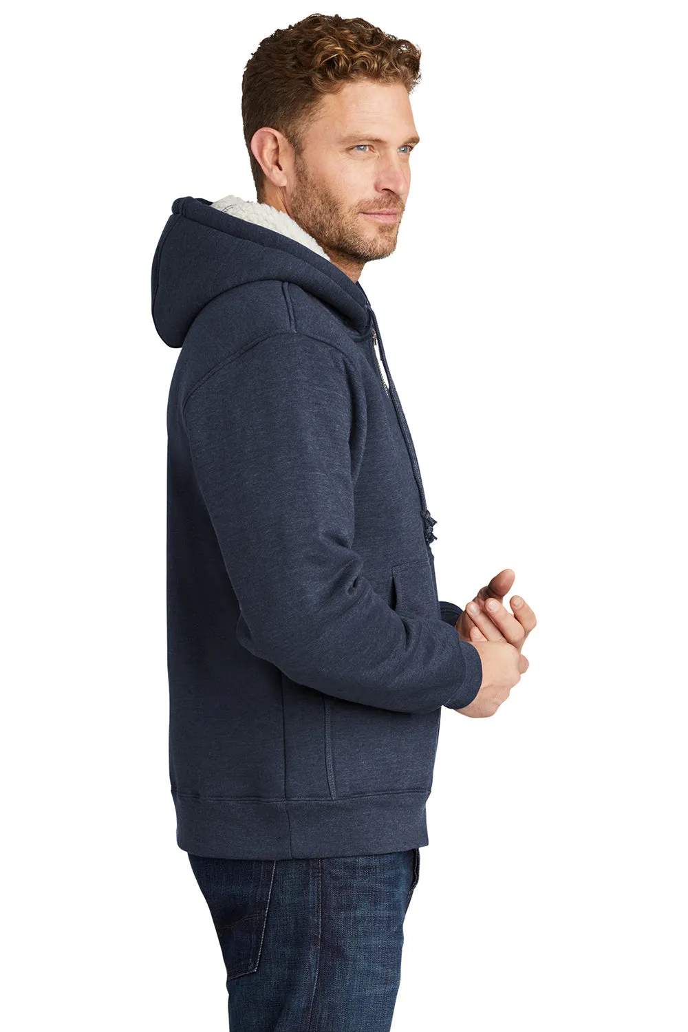 CornerStone Mens Water Resistant Fleece Full Zip Hooded Sweatshirt Hoodie w/ Pockets - Navy Blue  Cheaper Clothing Cornerstone