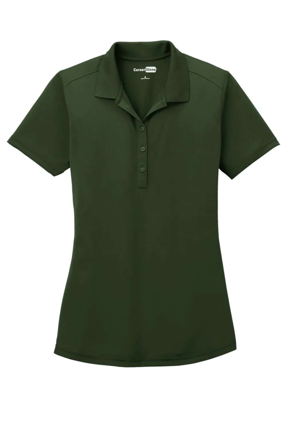 CornerStone Womens Select Moisture Wicking Short Sleeve Polo Shirt - Dark Green  Cheaper Clothing Cornerstone