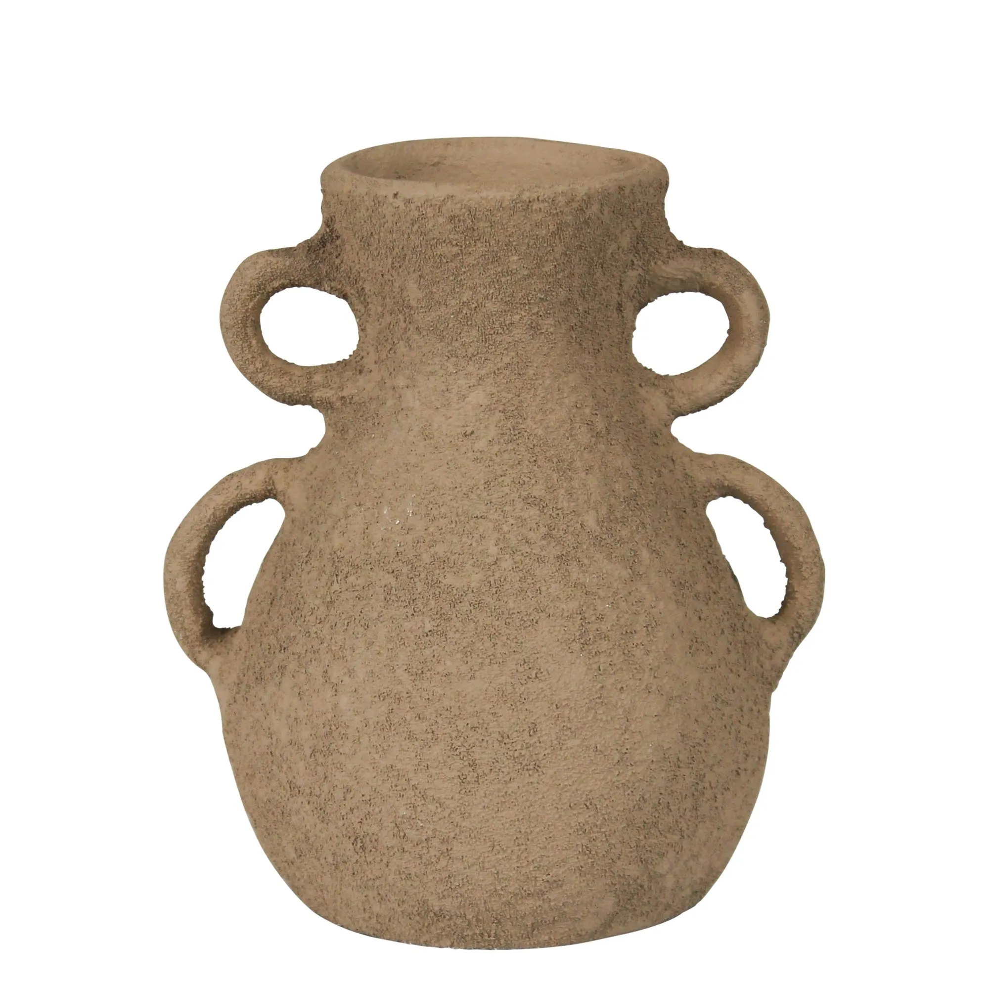 Corsica Vase with Double Handle, Beige - Sm Vase,Ceramic Vase