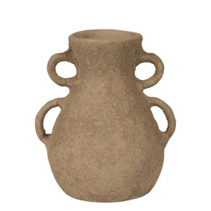 Corsica Vase with Double Handle, Beige - Sm Vase,Ceramic Vase